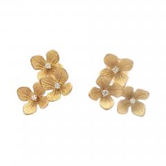 Double Flower Earrings with Diamonds 18 karat Gold - 4444133