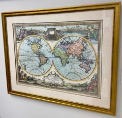 Double Hemisphere Old World Map Print Matted Framed - 3576664