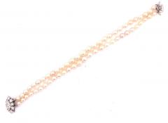 Double Strand Cultured Pearl Diamond Bracelet Large Diamond Pendant 1 20 TDW - 2712959