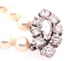 Double Strand Cultured Pearl Diamond Bracelet Large Diamond Pendant 1 20 TDW - 2712960