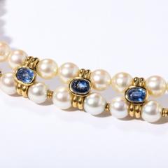 Double Strand Pearl Necklace with Carved Citrine Iolite 18k and Diamonds - 2909671