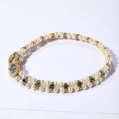 Double Strand Pearl Necklace with Carved Citrine Iolite 18k and Diamonds - 2909689