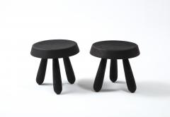 Douglas Mont Petite Charcoal Burnt Oak Tripod Stool by Douglas Mont for Facto Atelier Paris - 2870599