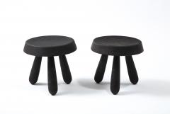 Douglas Mont Petite Charcoal Burnt Oak Tripod Stool by Douglas Mont for Facto Atelier Paris - 2870600