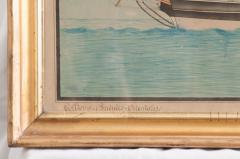 Drawing of French Schooner in Gilt Wood Frame - 1461431