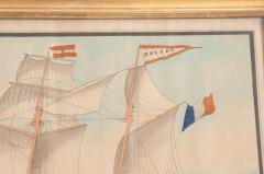 Drawing of French Schooner in Gilt Wood Frame - 1461433