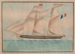 Drawing of French Schooner in Gilt Wood Frame - 1461772