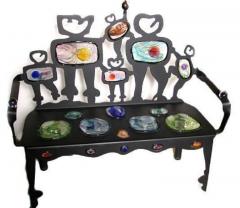 Drew Smith Art Glass Black Bench - 4118177