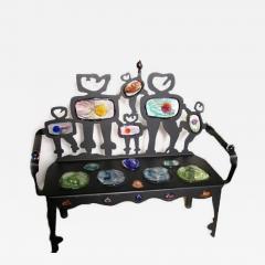 Drew Smith Art Glass Black Bench - 4120300