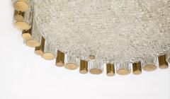 Drum Shaped Brass and Glass Flush Chandelier by Kaiser - 2137210