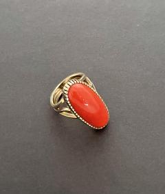Duane Maktima Coral and Gold Ring - 4750457