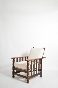 Dudouyt style oak armchair 1940s  - 4716682