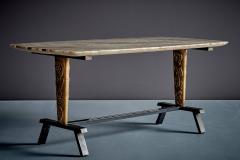 Duilio Dube Barnab Coffee Table with Striped Marble Top and Gold Toned Metal Supports - 4813881