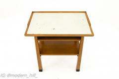 Dunbar Mid Century Walnut White Laminate Side End Table - 1870876