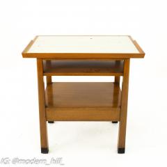 Dunbar Mid Century Walnut White Laminate Side End Table - 1870878