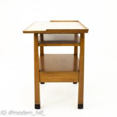 Dunbar Mid Century Walnut White Laminate Side End Table - 1870879