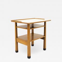 Dunbar Mid Century Walnut White Laminate Side End Table - 1883387