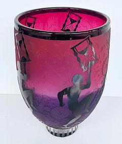 Duncan McClellan Duncan McClellan Etched Overlay Art Glass Cameo Vase circa 2005 Artist Signed - 3590174