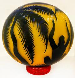 Duncan McClellan Duncan McClellan Figurative Acid Etched Art Glass Vase Palm Tree - 3590013