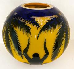 Duncan McClellan Duncan McClellan Figurative Acid Etched Art Glass Vase Palm Tree - 3590015