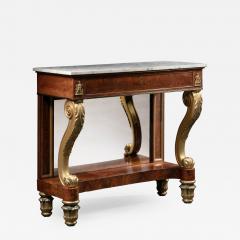 Duncan Phyfe Rare Bronze Mounted Mahogany Pier Table with Gilded Scroll Supports - 388863