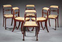 Duncan Phyfe SET OF SIX CLASSICAL CARVED AND BRASS INLAID KLISMOS SIDE CHAIRS - 4340770