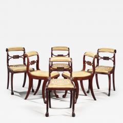 Duncan Phyfe SET OF SIX CLASSICAL CARVED AND BRASS INLAID KLISMOS SIDE CHAIRS - 4344550