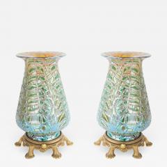 Durand American Victorian Durand Green Iridescent Glass Table Lamps - 1447384