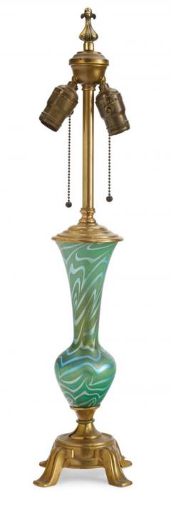 Durand Antique Durand Green Iridescent Glass King Tut Table Lamp - 2951320