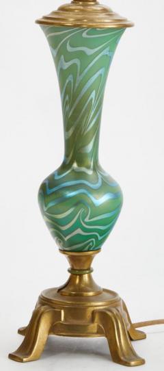 Durand Antique Durand Green Iridescent Glass King Tut Table Lamp - 2951323