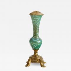 Durand Antique Durand Green Iridescent Glass King Tut Table Lamp - 2952409