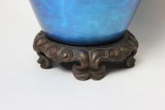 Durand Durand Blue Aurene Art Glass Vase on Bronze Base 1925 United States - 2589123