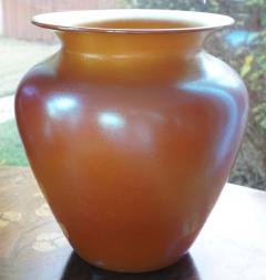 Durand Durand Iridescent Art Deco Orange and Gold Glass Vase - 3007318