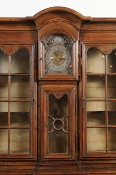 Dutch 1793s Carved Oak Buffet Deux Corps with Glass Doors and Pewter Clock - 3441590