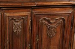 Dutch 1793s Carved Oak Buffet Deux Corps with Glass Doors and Pewter Clock - 3441910