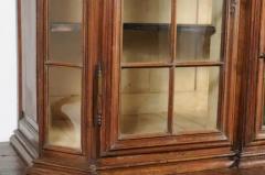 Dutch 1793s Carved Oak Buffet Deux Corps with Glass Doors and Pewter Clock - 3441918