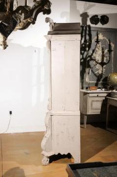 Dutch 1850s Rococo Revival Painted Cabinet with Glass Doors and Bomb Chest - 3491569