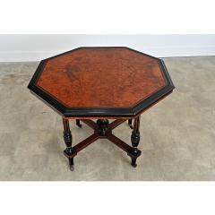 Dutch 19th Century Octagonal Ebonized Burl Maple Center Table - 4690506