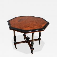 Dutch 19th Century Octagonal Ebonized Burl Maple Center Table - 4705732
