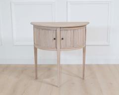Dutch 20th Century Bleached Oak Demi Lune Console Table with Tambour Door - 4663293