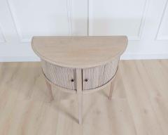 Dutch 20th Century Bleached Oak Demi Lune Console Table with Tambour Door - 4663348
