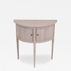 Dutch 20th Century Bleached Oak Demi Lune Console Table with Tambour Door - 4681865