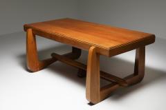 Dutch Art Deco Expressive Oak Dining Table 1930s - 1911789