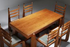 Dutch Art Deco Expressive Oak Dining Table 1930s - 1911795