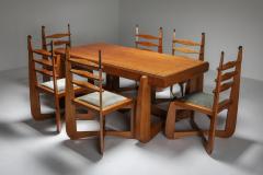 Dutch Art Deco Expressive Oak Dining Table 1930s - 1911797