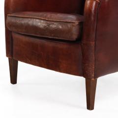 Dutch Art Deco Style Leather Club Chair C 1960  - 4598069
