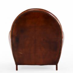 Dutch Art Deco Style Leather Club Chair with Matching Ottoman - 4581418