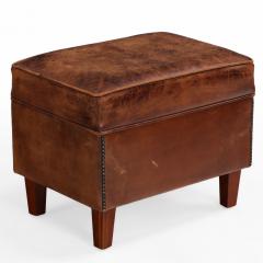 Dutch Art Deco Style Leather Club Chair with Matching Ottoman - 4581419