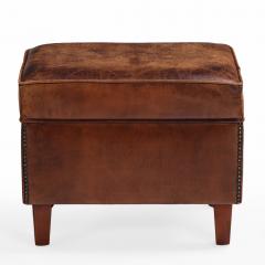 Dutch Art Deco Style Leather Club Chair with Matching Ottoman - 4581420
