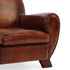 Dutch Art Deco Style Leather Loveseat 1930s Modernist Form - 4571115